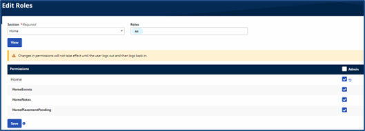 Edit Roles Page